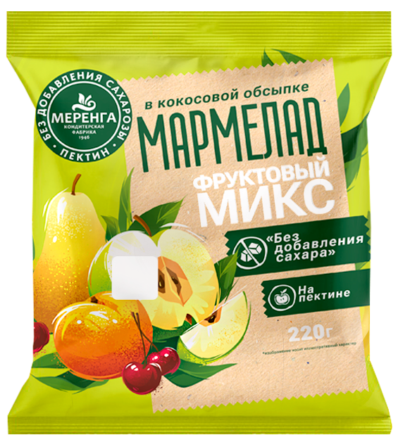  Меренга Мармелад без сахара в кокосовой обсыпке Фруктовый микс, 220г   в Гудермесе